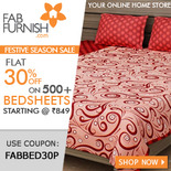 FabFurnish : Flat 30% off on 500 + Bedsheets starting 