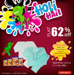 Get Flat 62% OFF on HOLI combo (water gun, herbal colors & kurta pyjama)