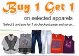 Buy 1 Get 1 offer on kids apparels Adidas, Little Kangaroos & more.