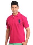 US Polo Fushia Men`s Solid Polo T Shirt-28122017