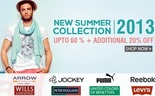 Upto 60% + Additional 20% off on Branded Apparels.