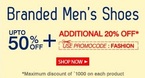 Snapdeal : Upto 50% off + Additional 20% off on Branded Men's Shoes 