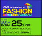 Get Minimum Upto 50% off + 25% off on all Fashion Products 