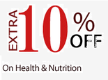 Get extra 10% off on health and fitness on purchase of Rs.500 and above 