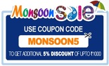 Monsoon Sale : Additional 5% discount max . Rs.1000