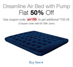 Get Flat 50% off on Dreamline Queen Size Air Bed With In-Built Pump 