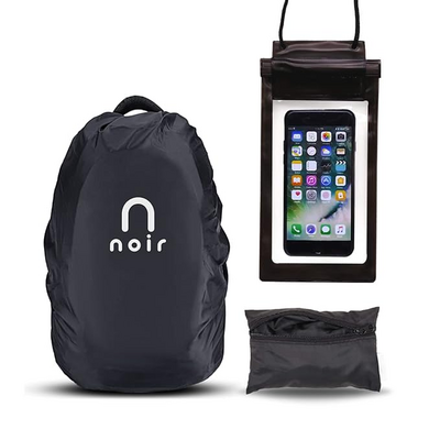 Noir Best Bag Rain Covers in India with Mobile Rain Protection Cover Pouch