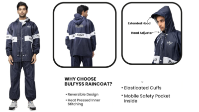 Bulfyss Men’s Raincoat for Bikers 100% Waterproof (Reversible, Double Layer)