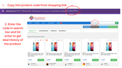 How to find deal history of amazon products on Desidime
