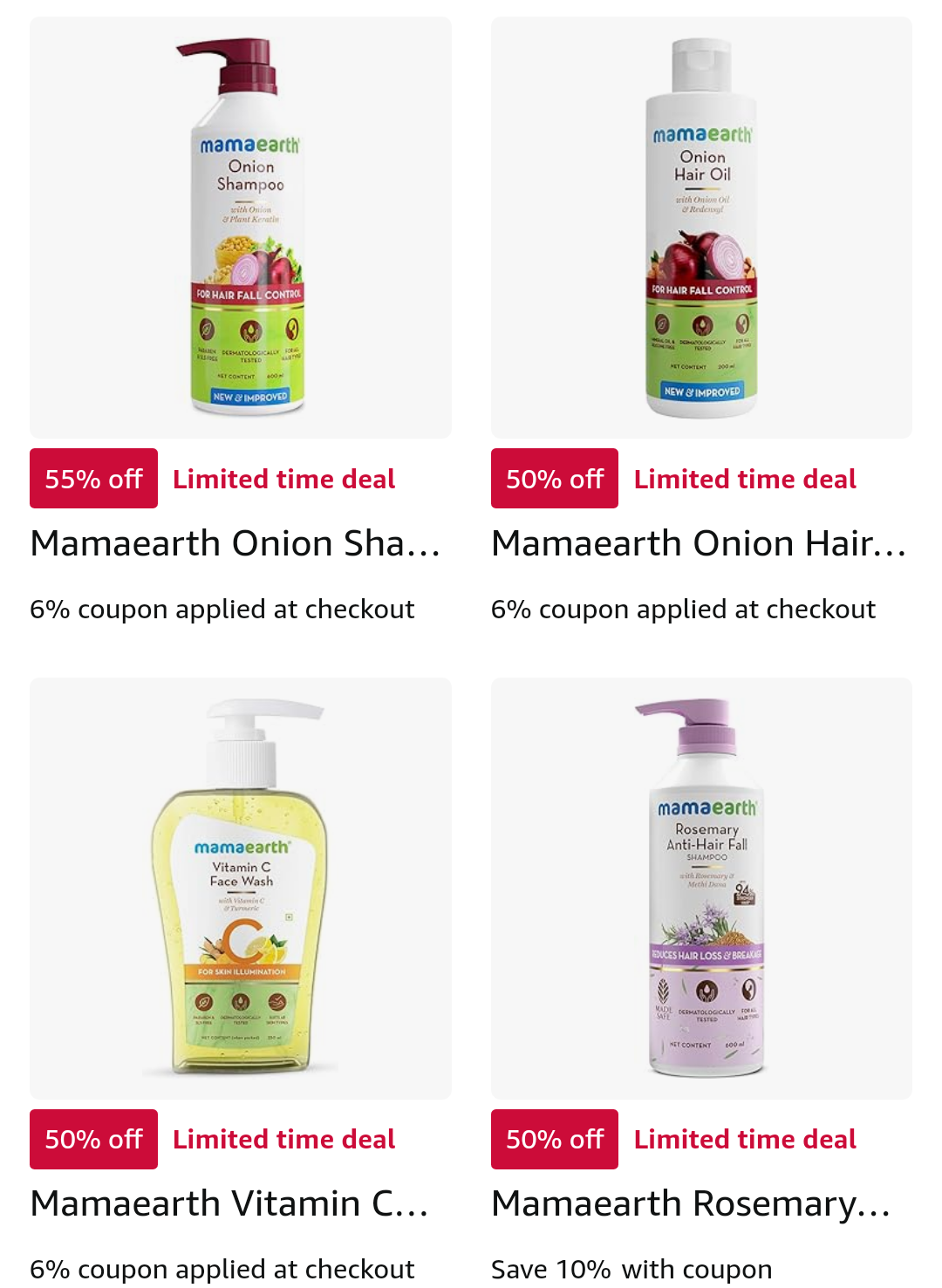 Mamaearth Oil, Shampoo & Facewash at Min 50 Off + Extra Discount