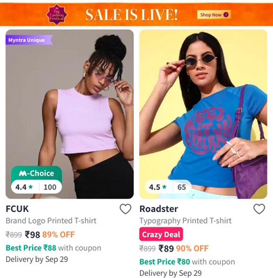 Myntra Grand Opening Offers in Big Fashion Festival Sale are live