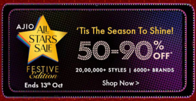 Ajio Diwali Offers on Fashion, Beauty & Accessories 2024 (Live)
