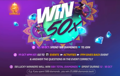 Free Fire Max ‘Win 50X Diamonds’ Diwali Contest