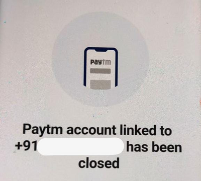 Paytm Account Closed Permanently Confirmation Message