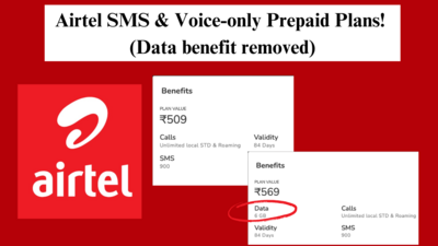 Airtel SMS & Voice-only Prepaid Plans! (Data benefit removed)