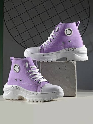Kook N Keech Women Purple & White Mid-Top Lightweight Sneakers