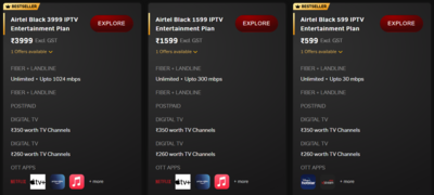 Airtel IPTV plans prices benefits