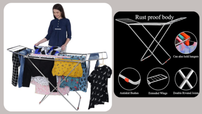 Large-sized Stainless Steel Foldable Cloth Drying Rack under Rs.2000