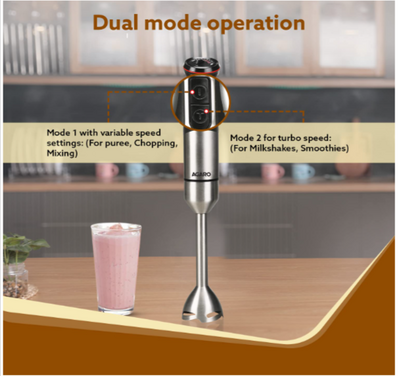 Dual mode operation hand blender