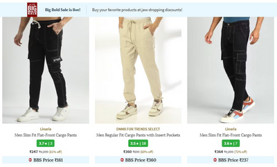 Ajio Select Cargo Trousers The Parachute Pant