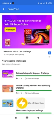 iFFalcon Tv challenge earn 15 supercoins