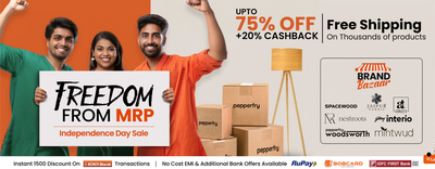 Pepperfry Independence Day Offers on Furniture, Home Decor, Lamps & Lightings