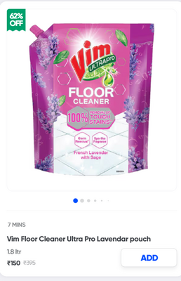 Vim Floor Cleaner Ultra Pro Lavendar pouch 1.8 L