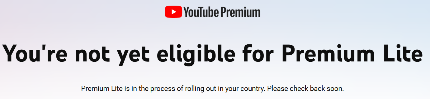 Is YouTube Premium lite in India available?