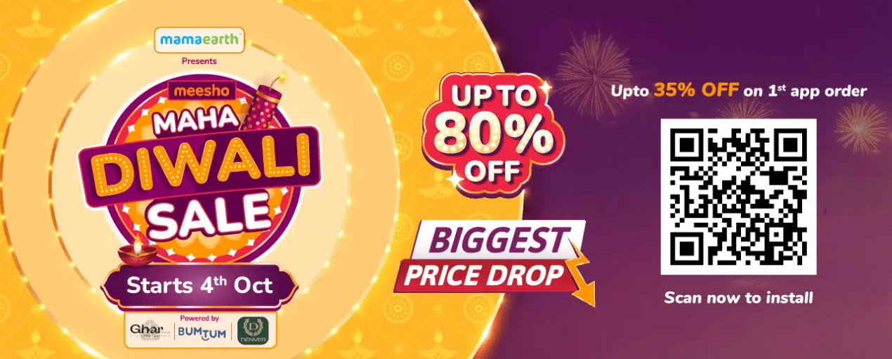 Meesho Diwali Sale 2025: Up to 85% OFF on Fashion, Toys, Footwear, Home & Kitchen & more