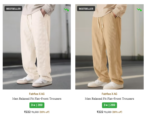 Men's Trousers upto 70% off starting From DesiDime