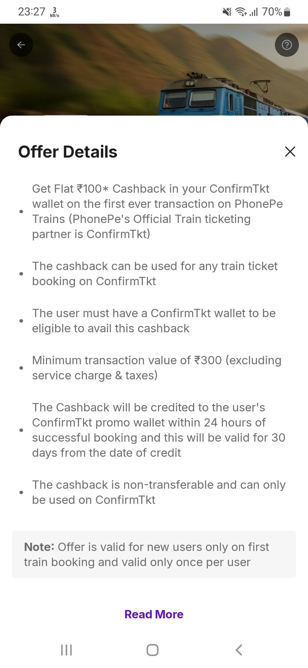 PhonePe X ConfirmTkt Offer ₹100 Cashback On Worth ₹300 Train
