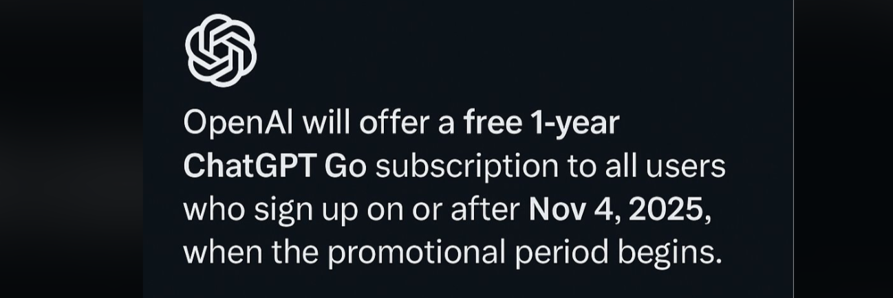 How to Get ChatGPT Go Free for 1 Year on November 4th in India?