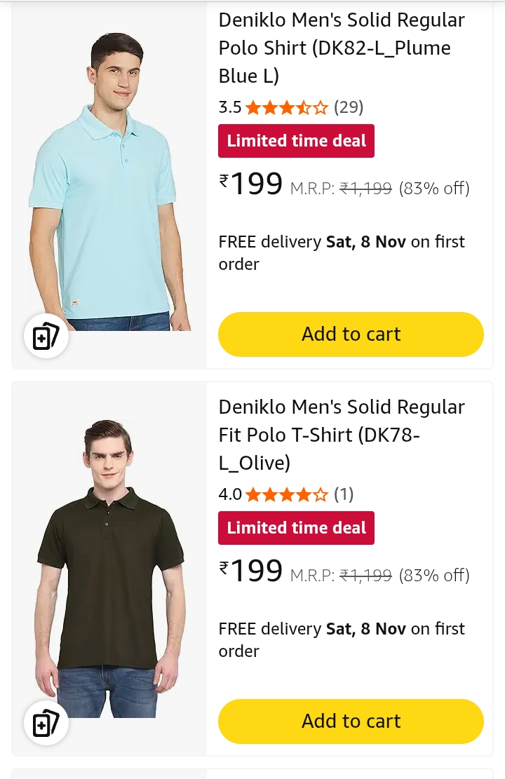Deniklo Men's Solid Regular Polo Shirt for 199 DesiDime