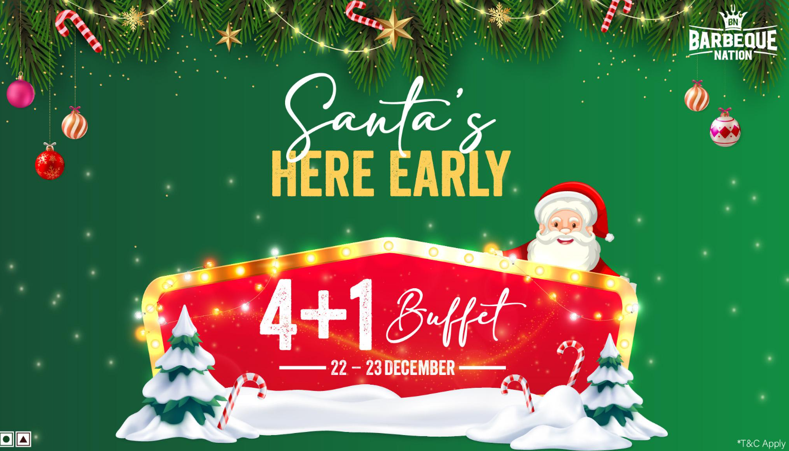 Barbeque Nation Christmas Offer 2025: 4+ 1 All You Can Eat Buffet Offer (till 23rd Dec)
