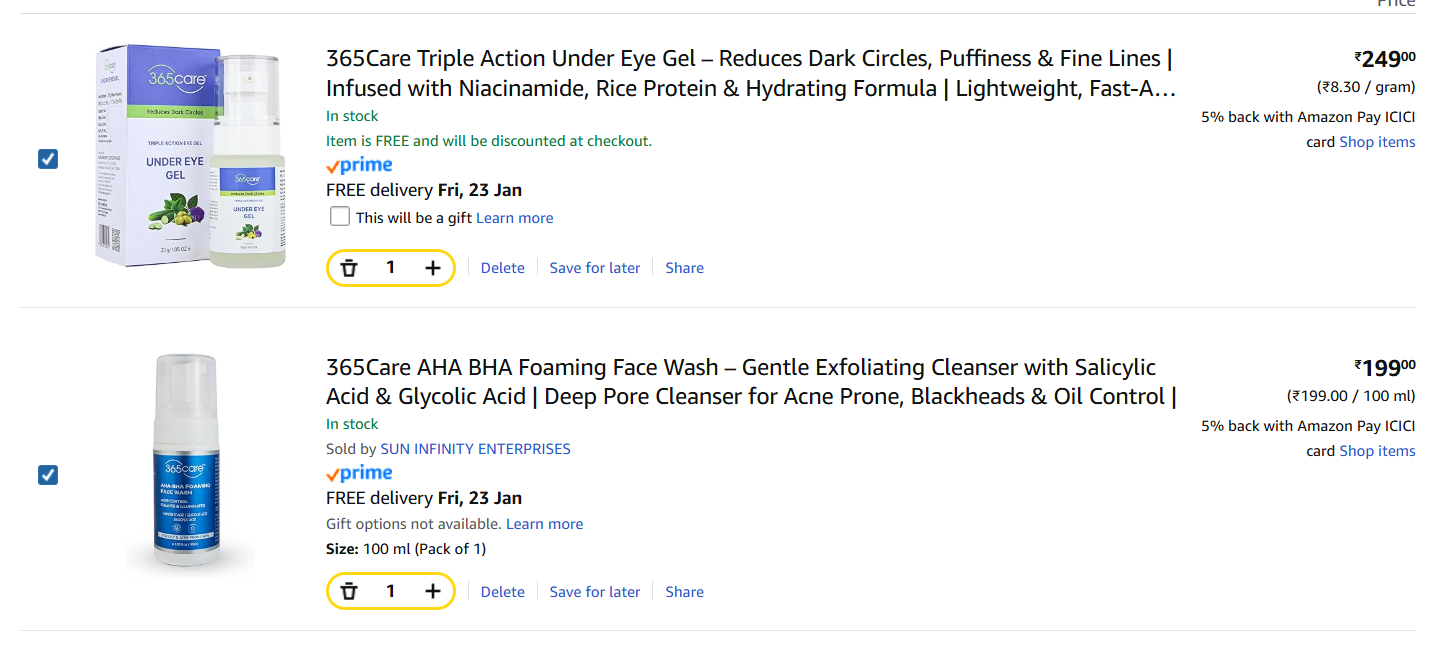 Buy 365Care AHA BHA Foaming Face Wash 100ml & get FREE 365Care Triple ...