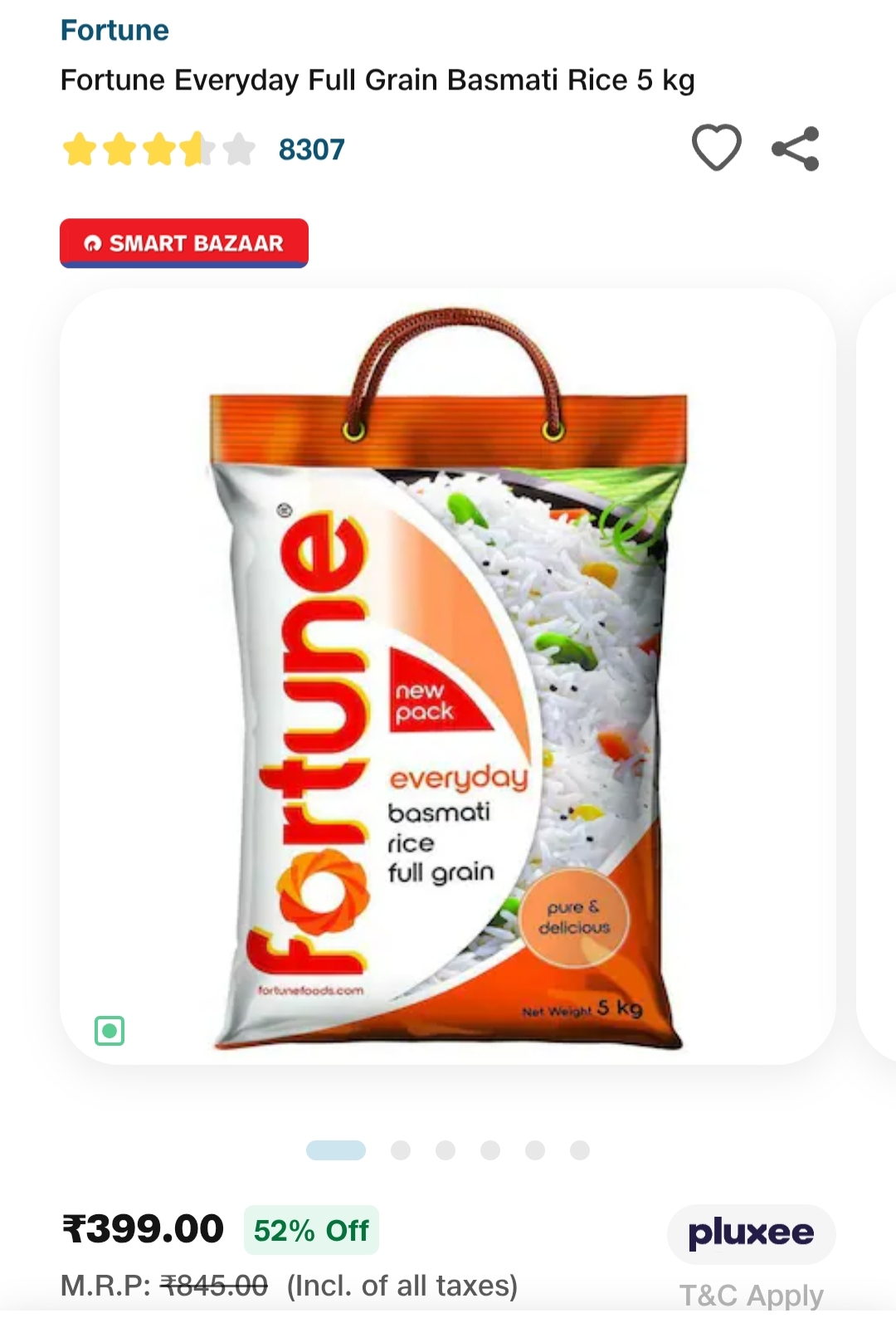 Fortune everyday full grain basmati rice 5kg @ 324rs | Desidime