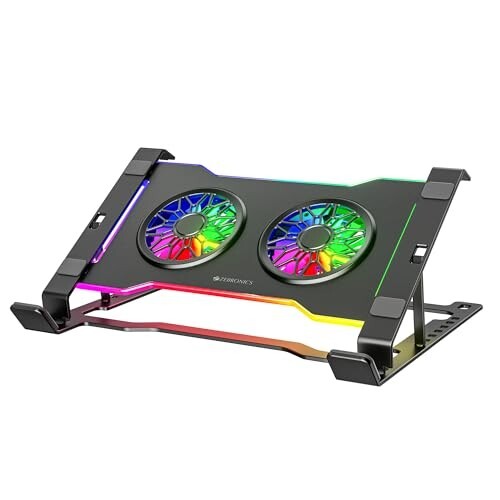 Zebronics NS5000 Laptop Metal Stand with Dual Fan, Anti-Slip Silicone Pads