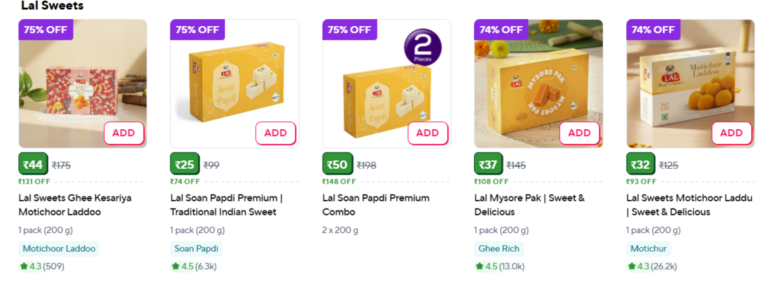  ZepTo ; Lal Soan Papdi Premium | Traditional Indian Sweet lal sweet flat 75%oFF 