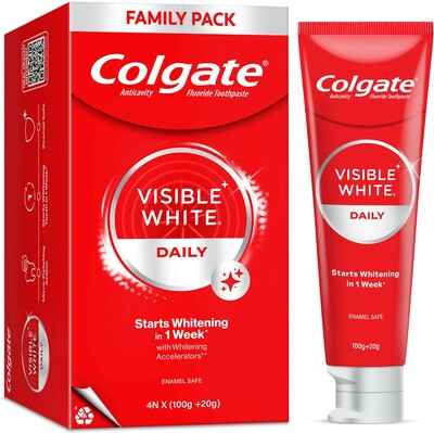 Colgate visible white toothpaste (480g, Pack of 4)