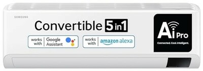 Samsung 1.5 Ton 3 Star Wi-fi Enabled, Inverter Split AC (Copper, Convertible 5-in-1 Cooling Mode, Anti-bacterial Filter, AR18CY3YAWK White)