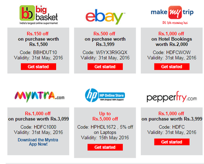 Ebay free coupons for hdfc credit card