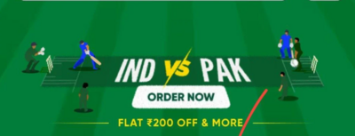 SWIGGY India vs pak Offer 200 discount restaurant On top can use 50 free discount on Order min  249/349 above