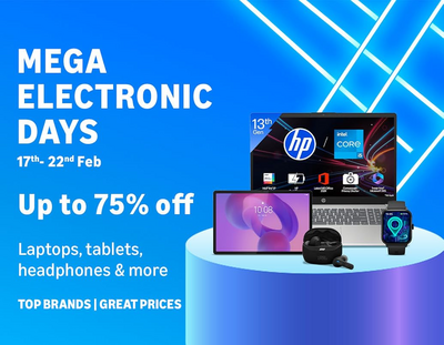 Amazon Mega Electronic Days - Upto 75% off Laptops, Tablets, Headphones & more (17th - 22nd Feb)