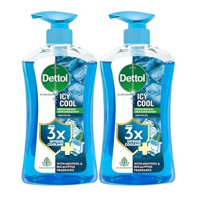 Dettol Icy Cool Body Wash and Shower Gel Pump for Men 500ml Pack of 2