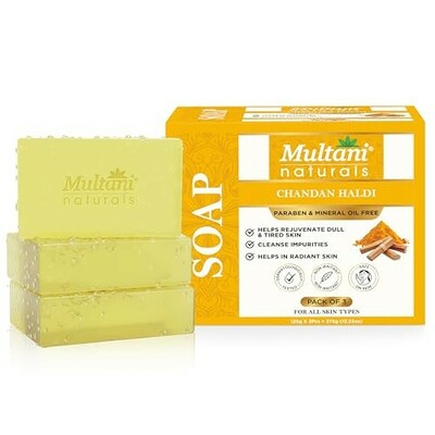Multani Natural Chandan Haldi Ayurvedic Soap (Pack of 3 (125gm each)