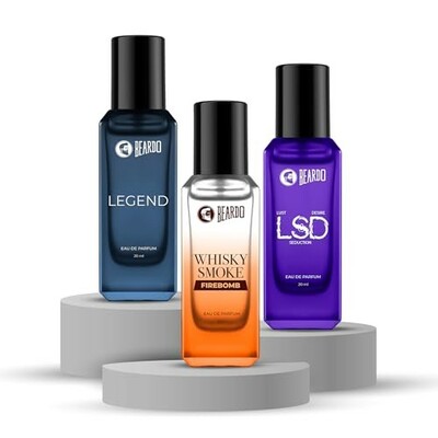 Beardo The Legendary Flame Trio- LSD,Legend & Whisky Smoke Firebomb Perfume for Men (20ml x 3) | Long Lasting Fragrance | Long Lasting Perfume for Men | Gift for Men | Gift for Friend