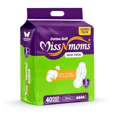 MISS N MOMS 40 Sanitary Pads – XXXL Size, Cotton-Soft, 320mm Long