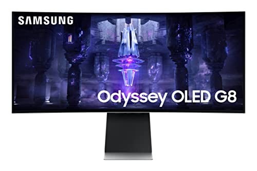 Samsung 34-inch(86.8cm) Ultra WQHD 2K Odyssey OLED G8 Gaming, 175 Hz, 0.1ms Curved Monitor, USB Type -C, Smart TV, Height Adjustable Stand, AMD FreeSync (LS34BG850SWXXL, Black)