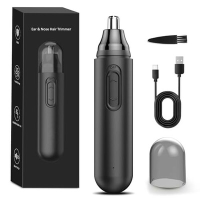 2025 Nose Hair Trimmer, Portable Painless Ear and Nose Hair Trimmer for Men Women (Black) (Medium)