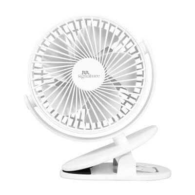 RR Signature Buddy Mini 110mm Portable Clip Fan | 4H Battery | Silent & C type Rechargeable[PRISTINE WHITE]
